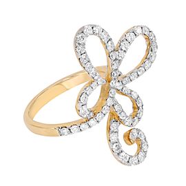 Rachel Koen Diamond Flower Cocktail Ring 14K Yellow Gold 1.6Cttw Size 7.25