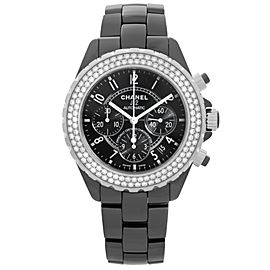 Chanel J12 41mm Black Ceramic Chronograph Diamond Automatic Mens Watch