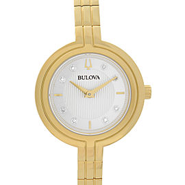 Bulova Rhapsody Gold-Tone Steel Silver Diamond Dial Quartz Ladies Watch