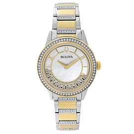 Bulova Crystal Turnstyle Two-Tone Steel MOP Dial Quartz Ladies Watch