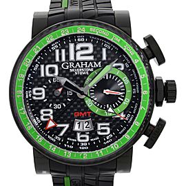 Graham Silverstone Stowe GMT Steel Black Carbon Dial Mens Watch