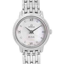 Omega DeVille Prestige Steel MOP Diamond Dial Ladies Watch