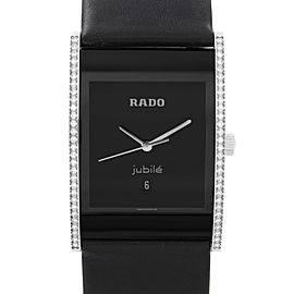 Rado Integral Steel Ceramic Diamond Black Dial Ladies Quartz Watch