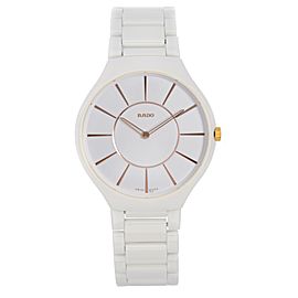 Rado True Thinline 39mm HighTech Ceramic White Ladies Quartz Watch