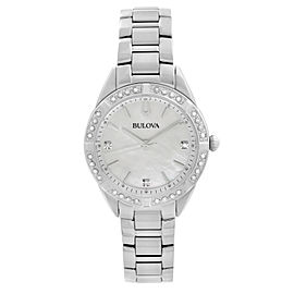 Bulova Sutton 32mm Steel Diamonds White MOP Dial Quartz Ladies Watch