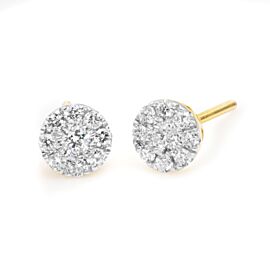 True Diamond Frame Stud Earrings 14K Yellow Gold 0.44cttw