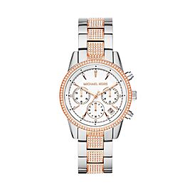 Michael Kors Ritz Pavé 37mm Steel Two-Tone Crystal Quartz Ladies Watch