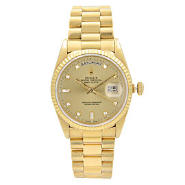 Rolex President Day-Date 18K Yellow Gold Diamond Dial Men Watch