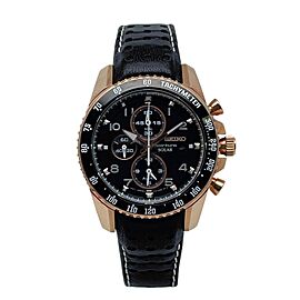 Seiko Sportura Solar Steel 43 mm Chronograph Black Dial Mens Quartz Watch