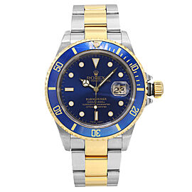 Rolex Submariner 40mm 18k Gold Steel Blue Dial Automatic Mens Watch