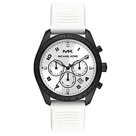 Michael Kors Keaton 43mm Steel Chronograph White Dial Quartz Mens Watch