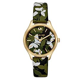 Michael Kors Lexington 36mm Steel Green Floral Dial Ladies Quartz Watch