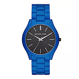 Michael Kors Slim Runway 44mm Matte Blue PVD Steel Quartz Mens Watch