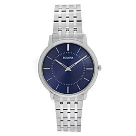 Bulova Classic 40mm Ultra Slim Stainless Steel Blue Dial Mens Watch