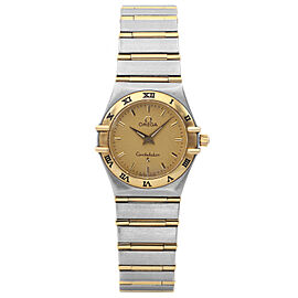 Omega Constellation 18K Yellow Gold Steel Champagne Dial Ladies Watch