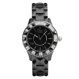 Christian Dior VIII Black Ceramic Diamond Bezel Quartz Ladies Watch