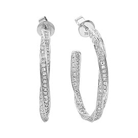 Rachel Koen 2.02Cttw Pave Set Round Cut Diamond Hoop Earrings