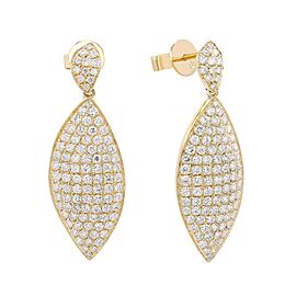 Rachel Koen 1.78Cttw Pave Set Round Cut Diamond Leaf Statement Drop Earrings