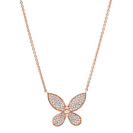 True 1.01Cttw Pave Set Round Cut Diamond Butterfly Pendant Necklace