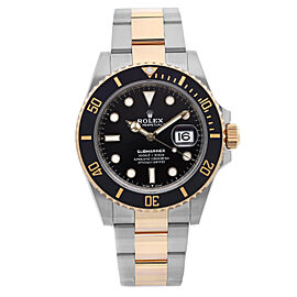 Rolex Submariner Date 41mm 18K Yellow Gold Steel Black Dial Mens Watch