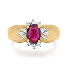 True 0.55Cts Red Ruby & 0.18Cts Diamond Ring