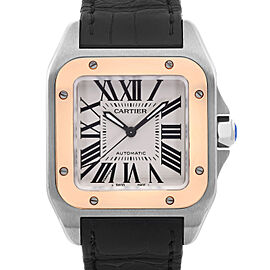 Cartier Santos 100 33mm Steel Silver Dial Automatic Mens Watch