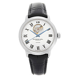 Raymond Weil Maestro 39.5mm Leather Steel Automatic Silver Watch