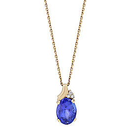 True 11.00cttw Tanzanite & Diamond Pendant Necklace 14K Yellow Gold