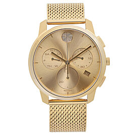 Movado Bold Thin Gold Tone Steel Chronograph Champagne Dial Quartz Watch