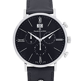 Maurice Lacroix Eliros 40mm Steel Black Dial Quartz Mens Watch EL