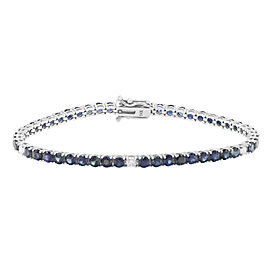 Blue Sapphire 8.31Cttw Diamond 0.32Cttw Tennis Bracelet 14k White Gold