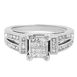 True 1.00Ctw Princess Cut Diamond Engagement Ring 14K White Gold Size 7.5