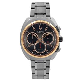 Bulova Curv 43mm Gunmetal Steel Chronograph Grey Dial Quartz Mens Watch