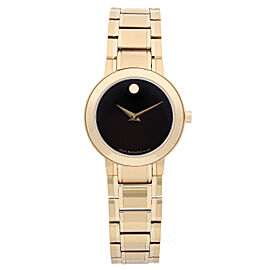 Movado Stiri 28mm Gold Tone Steel Black Dial Quartz Ladies Watch