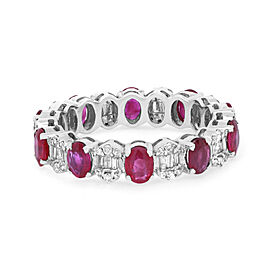 True Ruby & Diamond Eternity Band Ring 14K White Gold