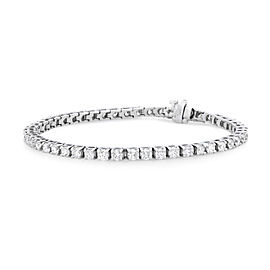 Prong Set Round Cut Diamond Tennis Bracelet 14K White Gold