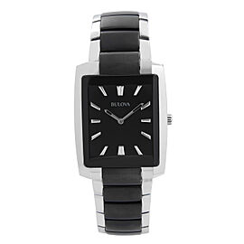 Bulova Dress Two-Tone Stainless Steel Black Dial Qurtz Mens Watch