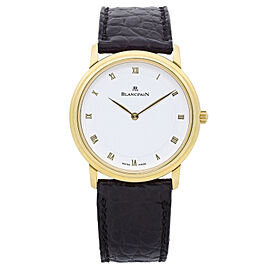 Blancpain Villeret 33mm 18K Yellow Gold White Dial Mens Watch