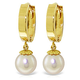 4 CTW 14K Solid Gold Hoop Earrings Natural Cultured Pearl