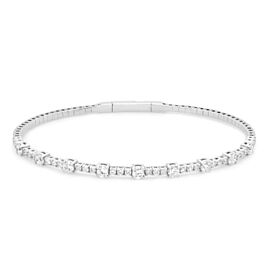 True 1.50Cttw Round Cut Diamond Flexible Bangle Bracelet 18K White Gold