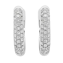 True 0.40Cttw Pave Set Round Diamond Huggie Earrings 18K White Gold