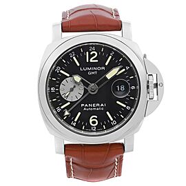 Panerai Luminor GMT Acciaio Steel Black Dial Automatic Mens Watch