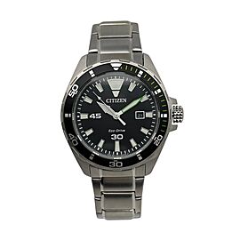 Citizen Eco-Drive Steel Black Lume Dial Quartz Mens Watch