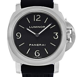 Panerai Luminor Base 44mm Steel Rubber Black Dial Hand Wind Mens Watch