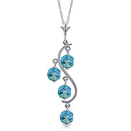 2.25 CTW 14K Solid White Gold Move The Earth Blue Topaz Necklace