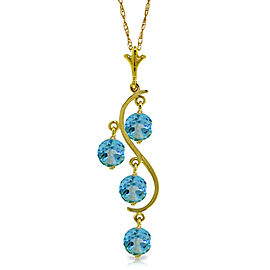 2.25 CTW 14K Solid Gold Echoes Blue Topaz Necklace