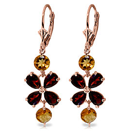 5.32 CTW 14K Solid Rose Gold Chandelier Earrings Garnet Citrine