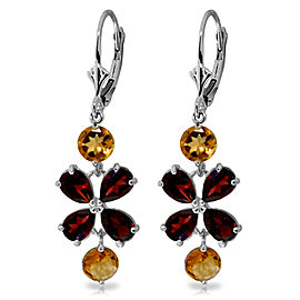 5.32 CTW 14K Solid White Gold Chandelier Earrings Garnet Citrine