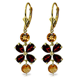 5.32 CTW 14K Solid Gold Chandelier Earrings Garnet Citrine