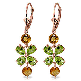 5.32 CTW 14K Solid Rose Gold Chandelier Earrings Peridot Citrine